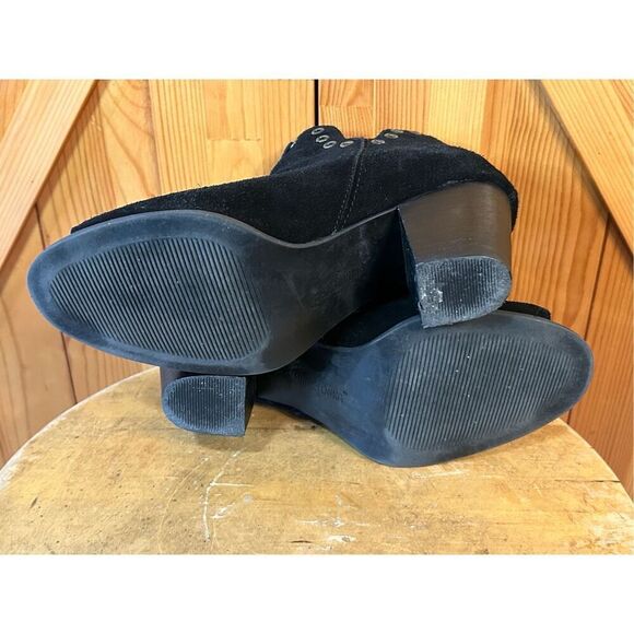 Minnetonka Boots Suede Leather Eyelets Back Zipper Open Toe Womens Size 7 - Picture 7 of 8